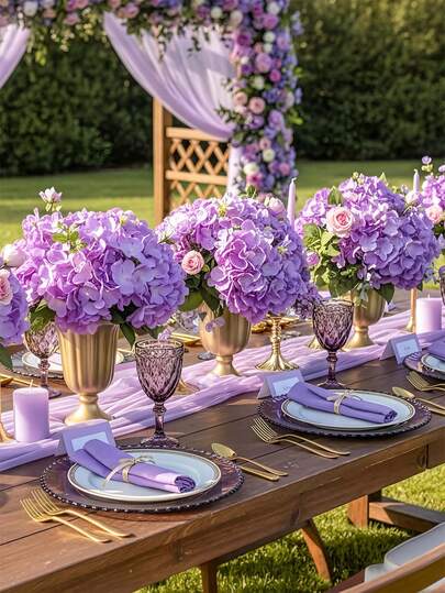 1/6支仿真花，丝质绣球花，花头饱满，带花茎，适用于婚礼装饰、拱门装饰、家居装饰、花园装饰、房间装饰、春季装饰、派对装饰、餐桌装饰、母亲节、礼品