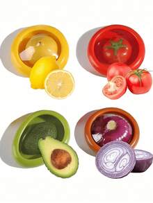 4pcs Fruit & Vegetable Preservation Containers Set - Airtight Refrigerator Storage Containers, Food Savers And Fruit Keepers - Reusable Kitchen Accessories - Multicolor - View 8