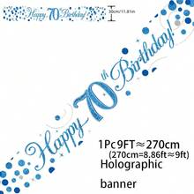 1件全息生日橫幅,藍色與白色數字生日橫幅,適用於生日派對裝飾、生日慶祝背景、派對拍照亭道具、室內/室外生日裝飾、週年慶祝裝飾、生日派對裝飾 - 藍白 - 查看 22