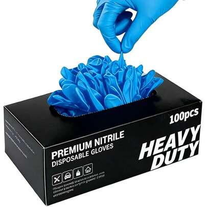 100 chiếc găng tay nitrile màu xanh dương - Không bột, không latex, găng tay bảo vệ tay đa năng dùng một lần, thích hợp cho tiệm làm tóc, tiệm xăm, dịch vụ chăm sóc xe hơi, cắm trại ngoài trời - Bền, đa năng, thích hợp cho chăm sóc thú cưng và dọn dẹp nhà cửa, găng tay vệ sinh dùng một lần (đóng gói trong túi)