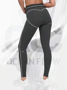 Airbrush High-Waist Heart Throb Legging - 無菸煤色/白色 - 查看 2