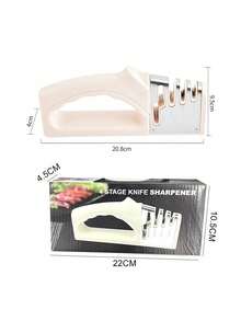 Afilador de cuchillos manual 4 en 1 adecuado para cuchillos de cocina, cuchillos de fruta, cuchillos de acero y tijeras, con 3 niveles de afilado de precisión. Base antideslizante, apto para uso doméstico - Multicolor - Ver 10