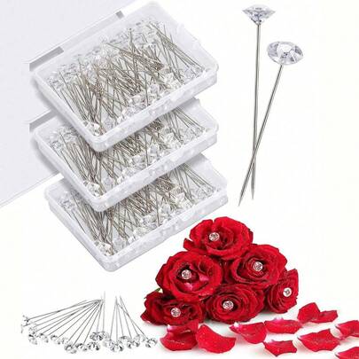 100/200 chiếc ghim cài hình kim cương bằng acrylic trong suốt, ghim cài hoa cưới đính hạt pha lê lấp lánh, hoàn hảo cho hoa cưới, quà tặng Valentine và các dự án thủ công, trang trí đám cưới tự làm, phụ kiện cô dâu, ghim cài hoa pha lê, ghim cài kim cương ngọc trai, ghim cài trang trí hoa tự làm, ghim cài định vị cho may vá.