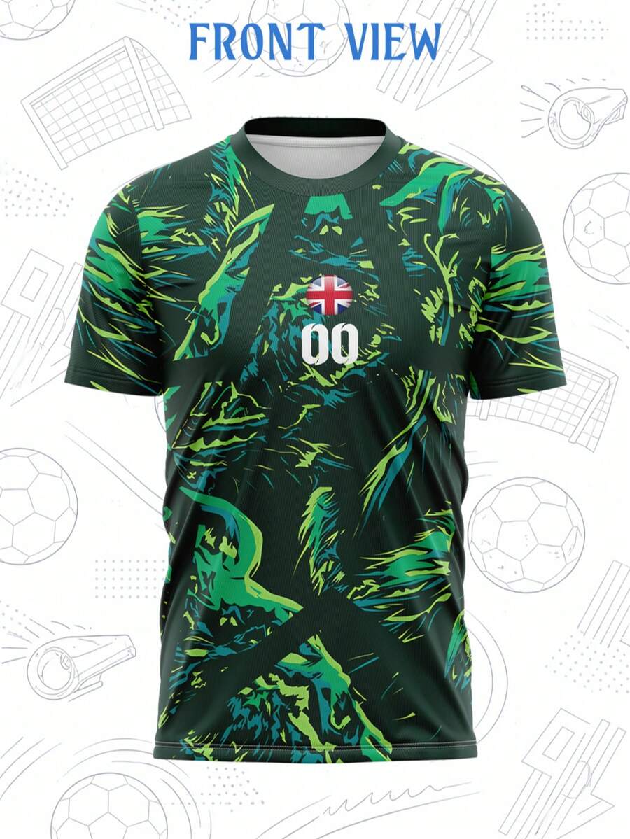 2026 Coupe du Monde Nouveau T-shirt de football pour hommes, personnalisable avec nom, numéro, logo, équipe ou sponsor, col rond, manches courtes, Angleterre, maillot de football de match, chemise d'entraînement sportif, tissu respirant et séchage rapide, convient pour match d'équipe, entraînement, sport, tenue décontractée, encouragement au stade, cadeau de vacances, saison de football printemps/été à la mode