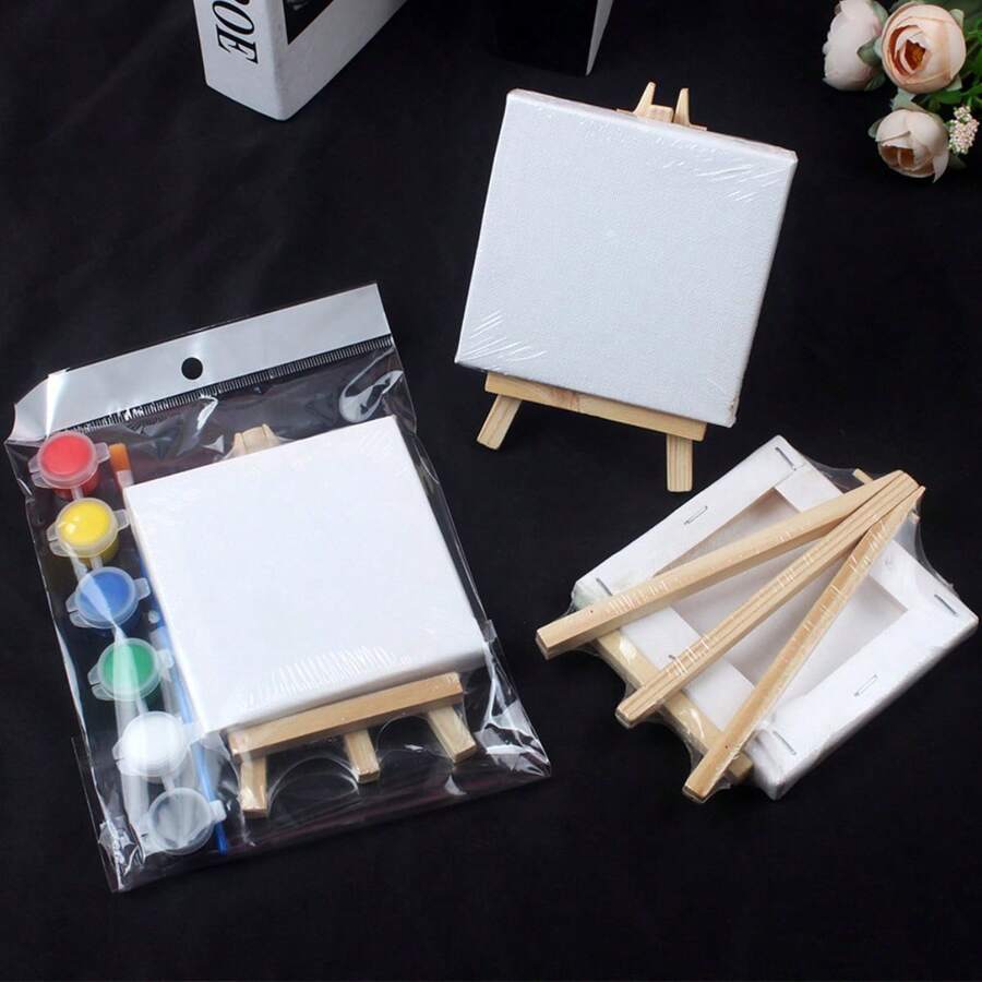 10*10迷你油画框，帆布油画框，数码绘画画架，桌面小型油画框，亚克力DIY手绘素描儿童小型画板（包装袋随机）