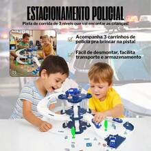 Circuito Estacionamento Policial 3 Níveis com Rampas e 3 Carrinhos Inclusos - Azul - Visão 2