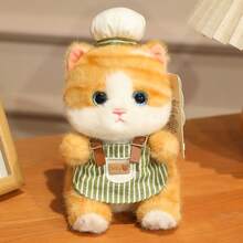 1个可爱毛绒猫咪玩偶，卡通柔软逼真的小猫毛绒玩偶，配有厨师围裙帽/心形项链，蓬松毛绒抱枕家居装饰，适合作为儿童生日礼物、节日派对礼物、房间装饰、桌面摆件、圣诞礼物和完美的节日礼物。 - 彩色 - 查看 26