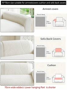 1pc Modern Solid Color Sofa Cover, Fashionable Plush Sofa Slipcover, Non-Slip, Scratch-Resistant, Dirt-Resistant, Pet-Friendly Sofa Protector, Fits 1, 2, 3, 4 Seater Sofas And L-Shaped Sofas, Suitable For All Seasons, Machine/Hand Washable, Decorative For Holidays - Beige - View 17
