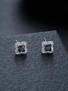 1 Pair Fashionable Luxury Colorful Zirconia North Star Stud Earrings For Men, Micro-Inlaid Zirconia Design Men's Accessory, Suitable For Daily Wear, Holidays, Birthdays, Anniversaries As Gifts For Friends - Multicolor - View 5