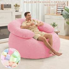 Puf con almohada en forma de U para adultos y nios, con relleno ultra suave de forro polar de peluche con funda lavable para sala de estar, recmara, rosa claro y rosa claro - rosa claro - Ver 4
