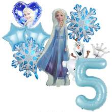 官方授权的优雅蓝色公主生日主题乳胶气球，含数字铝箔气球，生日派对装饰气球套装，雪花公主雪人主题生日快乐气球组合，适合成人生日礼物派对墙面装饰气球套装 - TZQQ - 查看 9