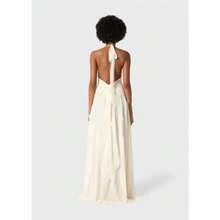 Summer New Women's Fashion Elegant Temperament Long Dress Goddess Sexy V-Neck Sleeveless Three-Dimensional Floral Ruffle Seaside Vacation Flowing Long Dress In Multiple Colors For Parties, Banquets, And Dates - trắng - Xem 3
