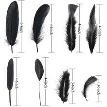 MARFOREVER 320 PCS Halloween Black Feathers Bulk, 8 Styles Assorted Mixed Natural Feathers Black Goose Feathers For DIY Crafts Dream Catcher Wedding Home Holiday Party Halloween Costume Decorations - Đen - Xem 2