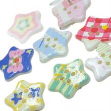 Star Four-Hole Buttons, In Stock, Cute Colorful Printed Five-Pointed Star Resin Buttons For Children's Clothing - 30pcs random color - View 3