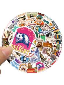 50pcs Cartoon Possum Sticker Cute Funny Decal For Diary Fridge Closet Wallet Backpack Envelope Label Magazine Decal Sticker (Not Easy To Fall Off) Stickers Scrapbook Supplies Scrapbooking - 1 Set - View 3