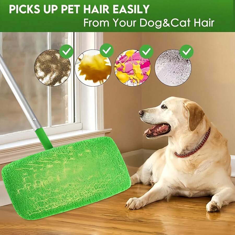 Bộ 4 miếng lau nhà bằng sợi microfiber tái sử dụng, có thể giặt máy, miếng lau thay thế thấm hút cao, tương thích với hầu hết các loại máy hút bụi, dùng để lau sàn phòng khách, phòng ngủ, phòng tắm, nhà bếp. - Bộ 4 món bọc vải - Xem 1