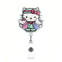 SANRIO 1個 Hello Kitty 閃亮可愛卡通護士伸縮識別證卡夾掛繩夾 DIY 創意胸牌拉扣 卡哇伊 適用於護士醫生 - 彩色 - 查看 10