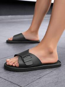 HISQIM Men's Sandals, Fashionable And Comfortable Indoor/Outdoor Footwear, Classic Buckle Design, Suitable For Casual And Formal Occasions, Durable And Wear-Resistant, Refreshing - Black - View 1