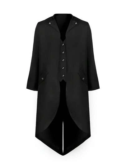Áo khoác gió dài hai hàng khuy cổ điển, màu tối, dáng ôm vừa vặn, kiểu dáng midi, unisex, phù hợp cho hóa trang ma cà rồng Halloween, dạ hội hóa trang Giáng sinh, lễ hội âm nhạc Gothic, đi làm hàng ngày.