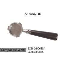 1pc 51mm Bottomless Triple Spout Coffee Handle, Suitable For Dedica EC680/EC685 Espresso Machine, Bottomless Naked Espresso Handle With Stainless Steel Filter Basket - Multicolor - View 5