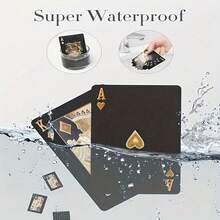 Cartes à jouer noires imperméables avec lettres et motifs de cœurs dorés, Matériau en plastique souple et durable, avec boîte de rangement robuste, Idéal pour les fêtes, Halloween, Thanksgiving et cadeaux de Noël - multicolore - Voir 3