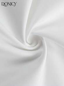 DONICY Vestido blanco puro de mujer con cuello en V y sin mangas, corte evasé, vestido corto/midi elegante con pliegues, adecuado para uso diario en verano y primavera, y para citas - Blanco - Ver 3