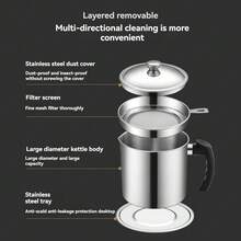 1pc Household Kitchen Filter Screen, Large Capacity Filter Residue, Oil Storage And Return Cup, Oil Tank, Lard, Other Kitchen Tools - Multicolor - View 2