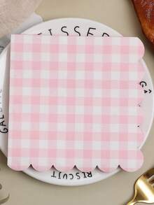 40pcs Disposable Lace Pattern Napkins, 9.84 Inch Square 3-Ply Table Napkins (40pcs), Yellow Plaid Tabletop Napkins, Suitable For Birthday Party, Summer Party, Wedding Party, Wedding Table Decor - Multicolor - View 5