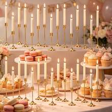 60-Piece Set/30-Piece Set Of Faux Gold Conical Candle Holders, Christmas Candle Holders, Vintage-Modern Decorative Center Candle Holders, Suitable For Dining Tables, Fireplace Mantles, Wedding Occasions, And Housewarming Gifts.Not Included - 電鍍仿金色 - 查看 2