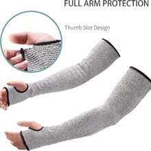 2 pares de protectores de manga resistentes a los cortes, universal para mano izquierda y derecha, hechos de polietileno, lavables a máquina, con orificio para el pulgar, color: gris, protegen la piel delgada de rasguños, adecuados para jardinería, cocina, recorte de jardín, limpieza, montaje, reparación, actividades al aire libre y protección diaria para los brazos - XYCHFGKK45 - Ver 5