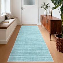 1Pcs Room Decor Living Room Neutral Rug Washable Modern Blue Solid Abstract Large Area Rug For Bedroom With Non Slip Back Low Pile Stain Resistant Carpet For Dining Room Dorm Home Decor Runner For Hallway - Blue - View 4