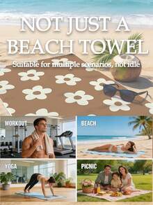 [250 g/m² Ultra Suave Secado Rápido] Toalla de Playa | Disponible en 70*140cm/90*180cm | Estampado Floral Minimalista en Rosa, Morado, Marrón | Toalla de Baño/Natación Portátil de Alta Absorción, Adecuada para Playa, Natación, Viaje, Camping, Fitness en Verano - Multicolor - Ver 3