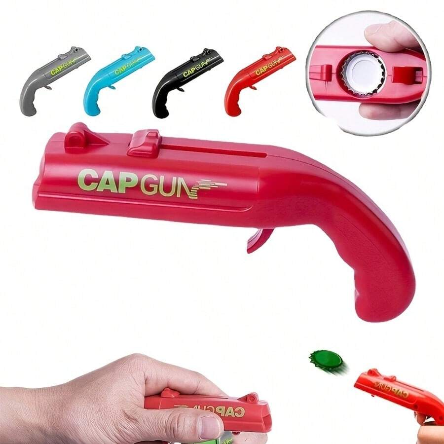 Bottle Cap Gun | Portable Beverage Bottle Opener, Bottle Cap Launcher, Kitchen Party Supplies Tools - View 1