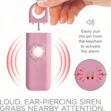 1pc Personal Safety Alarm Keychain For Women, 130dB Emergency SOS Alarm & Self Defense Alarm Keychain, Anti Assault Personal Siren Device With LED Flashing Light - Pink - View 2