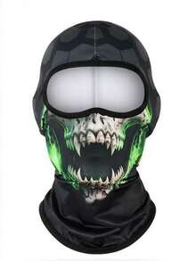 1件装户外骑行绿色小妖精拉法帽，骷髅趣味面罩，绿色鱼头套，社交媒体拍照道具 - 搞怪 - 查看 11