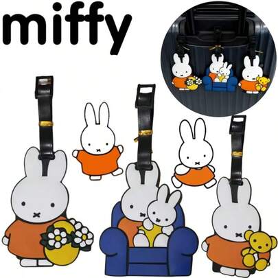  Bộ 1 chiếc/1 thẻ hành lý hình thỏ Miffy dễ thương mới, dùng trang trí túi du lịch, thẻ chống thất lạc sáng tạo, phụ kiện trang trí túi du lịch cao cấp, màu kem nhẹ nhàng, món quà sinh nhật hoàn hảo cho gia đình, bạn bè, người yêu, quà tặng học sinh, những món quà nhỏ bất ngờ cần thiết.