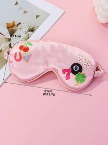 1pc Polyester Digital Printed Sleeping Eye Mask With Cherry, Number 8, Dice, Clover Elements, Soft & Skin-Friendly, Suitable For Women To Wear During Rest - Multicolor - View 4