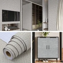 Thickened Linen-Like Self-Adhesive Wallpaper, PVC Waterproof Removable Sticker, Modern Minimalist Style For Bedroom, Living Room, Hotel, Tabletop, Furniture, Sofa, Headboard Decor, Multiple Colors Available - Solid Color - View 4