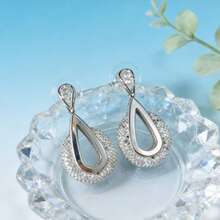 1 Đôi bông tai đính đá kiểu Bohemian khoét rỗng, thích hợp cho nữ giới đeo hàng ngày hoặc đi nghỉ hè. - Bạc - Xem 2
