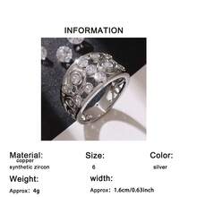 1枚优雅奢华镂空圆形合成锆石宽戒圈戒指，浪漫周年纪念惊喜时尚戒指，适合婚礼、情人节礼物、全年佩戴。 - 銀色 - 查看 10