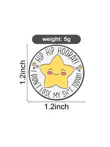1pc Fun Cartoon Star Enamel Brooch | "Hip Hip Hooray" Slogan Lapel Pin | Cute Daily Wear Accessory For Women, Fashion Clothing Lapel Badge, Backpack, Clothing, Jewelry Bag Pin, Graduation Commemorative Gift - Multicolor - View 4