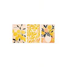 3Pcs Boho Lemon Fruit Floral Canvas Wall Art, Abstract Yellow Citrus & Flower Vase Prints, Modern Mid-Century Decor For Kitchen Dining Room, Boho Home Decoration, Frameless - 817 - View 13