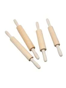 Wooden Rolling Pin With Rotating Handle, 360 Degree Non-Stick & Non-Wax, For Making Pastry Dough, Dumpling Skin, Baking Tools - Multicolor - View 5