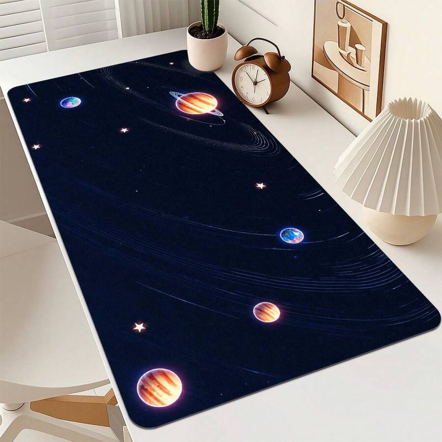 1 件装未来太空星云行星橡胶鼠标垫，可折叠柔性桌面垫，持久耐用边缘，多用途键盘垫，适用于游戏、设计和日常使用 - 查看 1