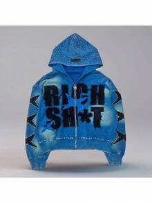 Y2K Street Graffiti Print Loose Casual Zip-Up Hooded Sweatshirt For Men And Women - YN-01 - Xem 1