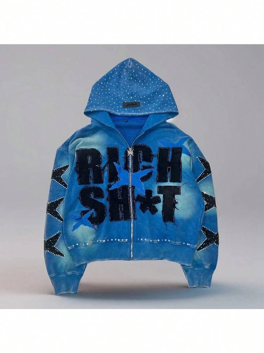 Y2K Street Graffiti Print Loose Casual Zip-Up Hooded Sweatshirt For Men And Women - YN-01 - Xem 1