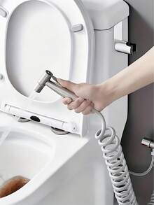 Conjunto de 3 Chuveiros de Alta Pressão em Aço Inoxidável, Incluindo um Chuveiro Manual Bidê e Acessórios para Banheira - Design Moderno, Controle de Desviador, Diversos Formatos, Instalação em Bancada de Furo Único - Melhora a Limpeza e o Conforto do Banheiro - Multicolorido - Visão 2