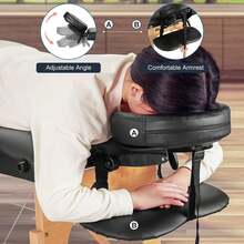 Massage Table Portable Wooden Lash Bed 24" Wide Massage Bed Foldable Beauty Spa Tattoo Face Cradle Adjustable Height 35Inch 2 Fold With Bag (Black) - Black - View 2