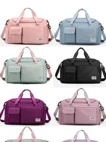 ASALOOG Gym Travel Bag Image Fitness Crossbody Casual Unisex With Ref: M-212 - 灰色粉紅色把手 - 查看 2