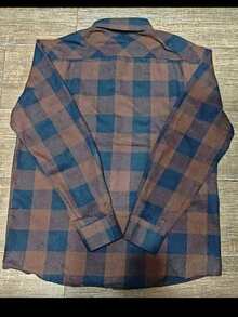 Men's Long-Sleeved Plaid Flannel Dress Shirt, Regular Fit, Buttons Down The Front, With Pocket. - 咖啡棕 - 查看 2
